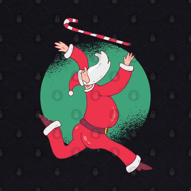 Funny Christmas Santa Baton Twirling a Candy Cane by madeinchorley